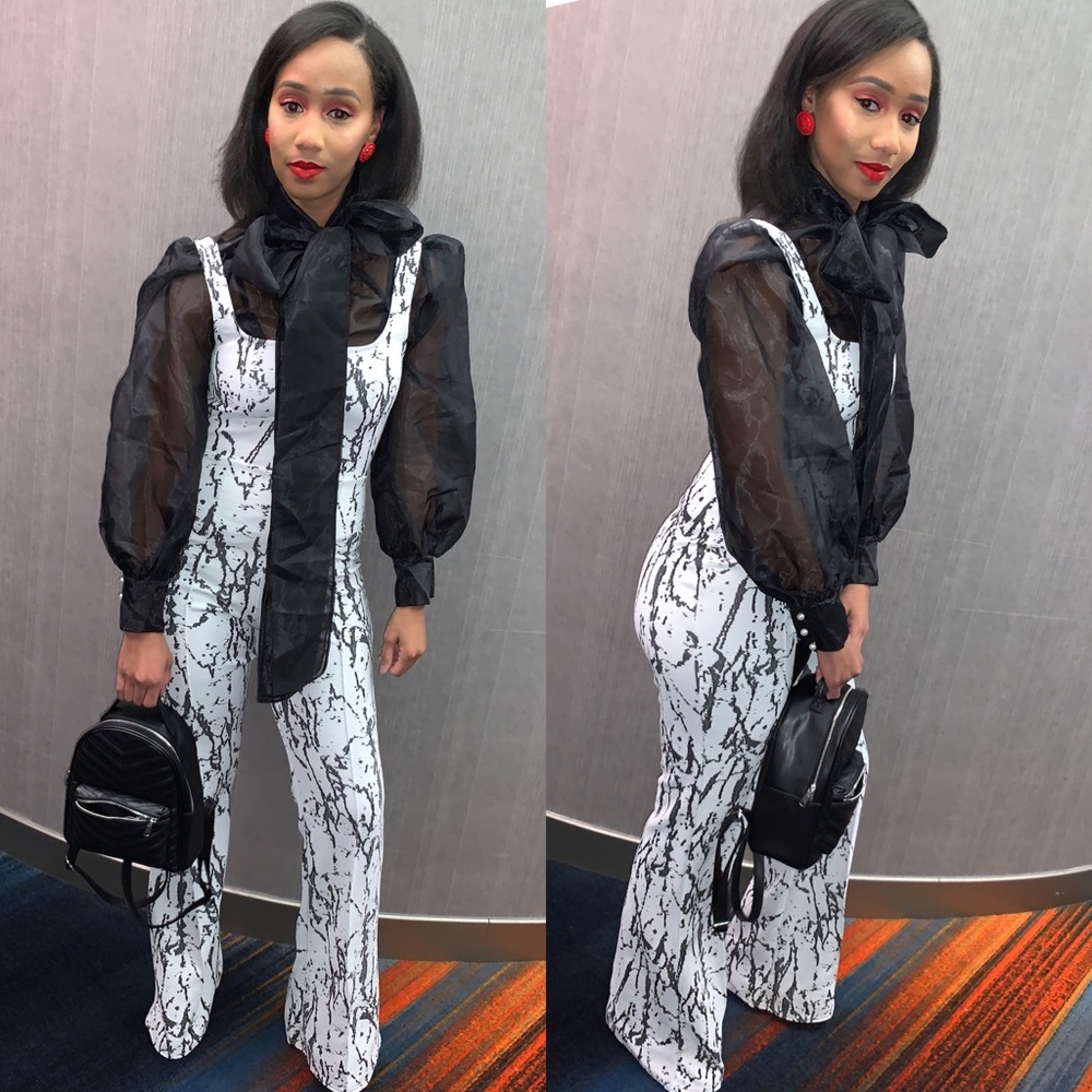 Black and white jumpsuit